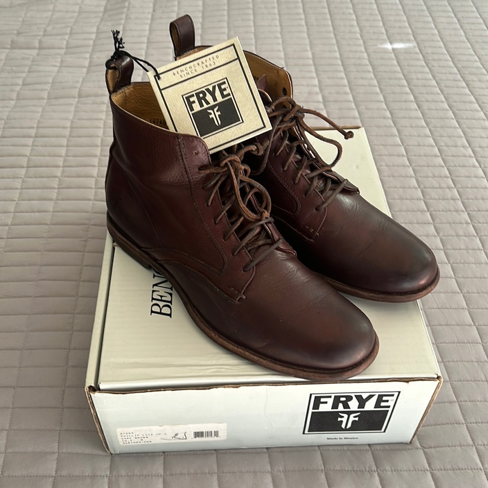 Men’s Frye Phillip Brown Lace-up Boots; Size 10.5